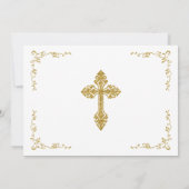 金ゴールドとピンクのエレガントフローラの女の子のバプテスマ サンキューカード (裏面)