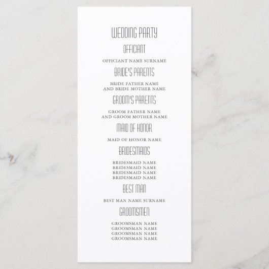 金ゴールドとピンクのエレガントモダン結婚式 プログラム (裏面)