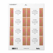 金ゴールドとピンクのクラシックダマスク ラベル (フルシート)