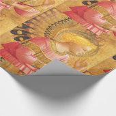 金ゴールドとピンクのクリスマスの受胎天使 ラッピングペーパー (角)