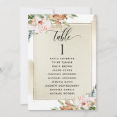 金ゴールドとピンクのシーティングプランカード（ゲスト名あり） (正面)