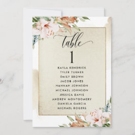 金ゴールドとピンクのシーティングプランカード（ゲスト名あり）