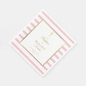 金ゴールドとピンクのストライプバプテスマ《キリスト教》洗礼式や命名式 スタンダードランチョンナプキン (角)