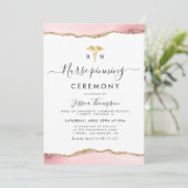 金ゴールドとピンクのナースのピン留め式 招待状 (スタンド正面)