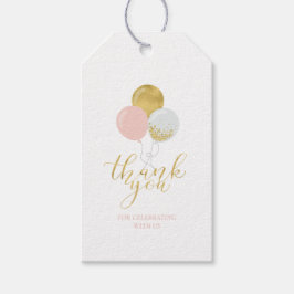金ゴールドとピンクのバルーン |パーティーありがとうメッセージカード ギフトタグ
