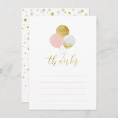 金ゴールドとピンクのバルーン |パーティー感謝状 サンキューカード (正面/裏面)