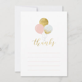 金ゴールドとピンクのバルーン |パーティー感謝状 サンキューカード