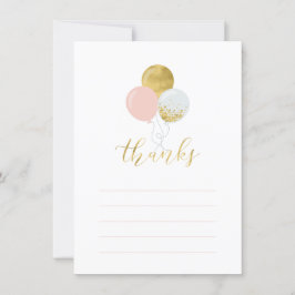 金ゴールドとピンクのバルーン |パーティー感謝状 サンキューカード