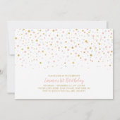 金ゴールドとピンクのバルーン |女の子の最初の誕生日パーティー 招待状 (裏面)