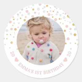 金ゴールドとピンクのバルーン |誕生日パーティー写真 ラウンドシール