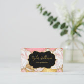 金ゴールドとピンクのフェイクグリッターシークンズアゲート 名刺 (スタンド正面)