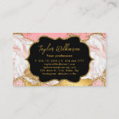 金ゴールドとピンクのフェイクグリッターシークンズアゲート 名刺 (裏面)
