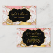 金ゴールドとピンクのフェイクグリッターシークンズアゲート 名刺 (正面/裏面)