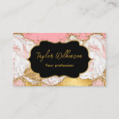 金ゴールドとピンクのフェイクグリッターシークンズアゲート 名刺 (正面)