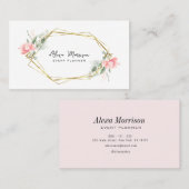 金ゴールドとピンクのフローライベントプランナー 名刺 (正面/裏面)