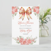 金ゴールドとピンクのフローラバウ赤ちゃんシャワー 招待状 (スタンド正面)