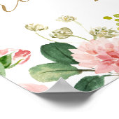 金ゴールドとピンクのフローラブライダルシャワー歓迎ポスター ポスター (角)