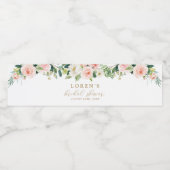 金ゴールドとピンクのフローラブライダルシャワー ペットボトルラベル (シングルラベル)