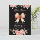 金ゴールドとピンクのフローラボウブライダルシャワー 招待状 (スタンド正面)