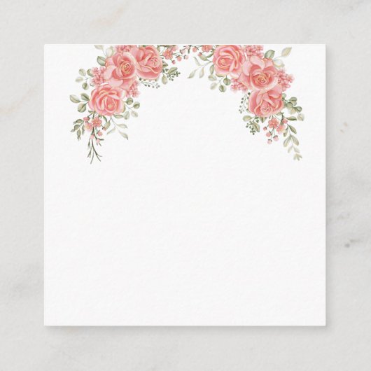 金ゴールドとピンクのフローラボウベビーシャワーおむつラッフェル エンクロージャーカード (裏面)