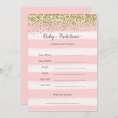 金ゴールドとピンクのベビー予測カード アドバイスカード (正面/裏面)