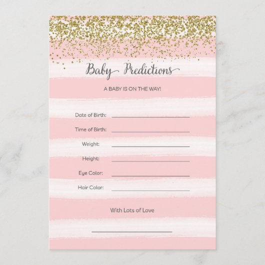 金ゴールドとピンクのベビー予測カード アドバイスカード (正面)