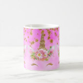 金ゴールドとピンクのユニコーン コーヒーマグカップ (中央)