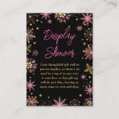 金ゴールドとピンクの冬の雪片ディスプレイシャワー エンクロージャーカード (正面)