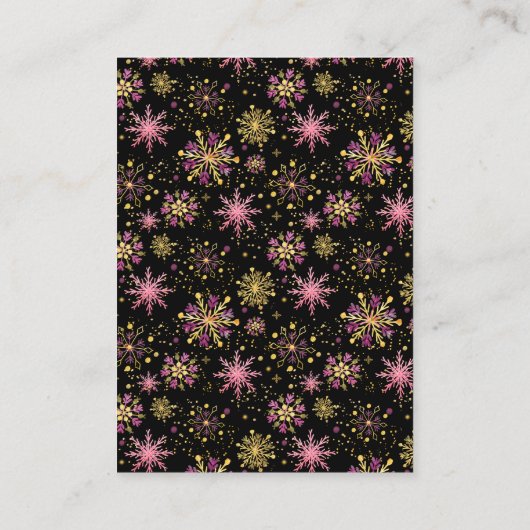 金ゴールドとピンクの冬の雪片ブックリクエスト エンクロージャーカード (裏面)