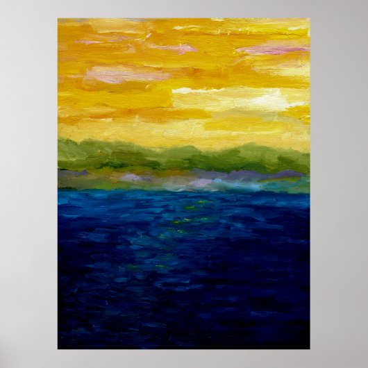 金ゴールドとピンクの夕日 ポスター (正面)