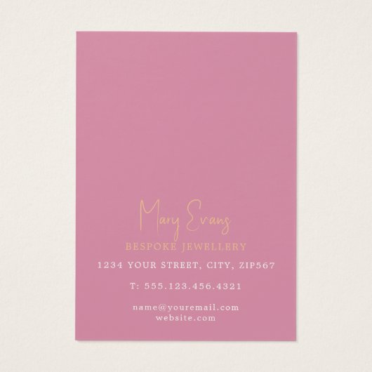 金ゴールドとピンクの大理石エフェクトイヤーディスプレイカード (裏面)