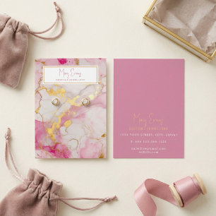 金ゴールドとピンクの大理石エフェクトイヤーディスプレイカード