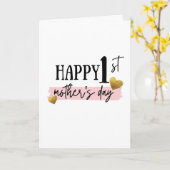 金ゴールドとピンクの母の日 カード (黄色い花)