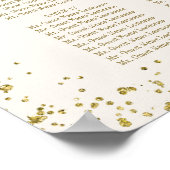 金ゴールドとピンクの水彩バラのシーティングチャート ポスター (角)