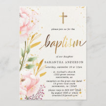 金ゴールドとピンクの水彩少女洗礼