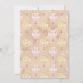 金ゴールドとピンクの熱気球ベビーシャワー 招待状 (裏面)