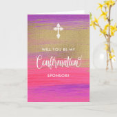 金ゴールドとピンクの確認スポンサーの依頼 カード (黄色い花)