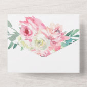 金ゴールドとピンクの花おとぎ結婚話 オールインワン招待状 (裏面)