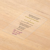 金ゴールドとピンクの花嫁と花婿 アクリル招待状 (レイダウン)