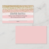 金ゴールドとピンクの赤ちゃんシャワーおむつラッフルチケット エンクロージャーカード (正面/裏面)