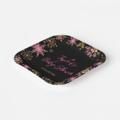 金ゴールドとピンクの雪片ベビーシャワー ペーパープレート (傾斜あり)