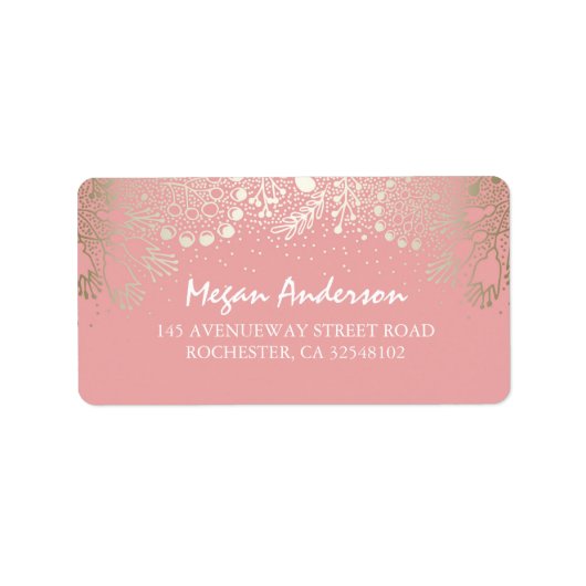 金ゴールドとピンクガーデンワンダーランド結婚ズ ラベル (正面)