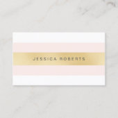 金ゴールドとピンクガーリーのストライプ名刺 名刺 (正面)