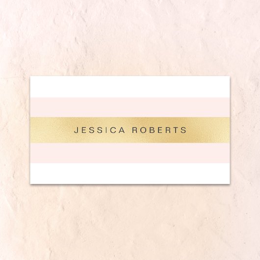 金ゴールドとピンクガーリーのストライプ名刺 名刺