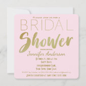 金ゴールドとピンクグラマーテーマブライダルシャワー 招待状 (正面)