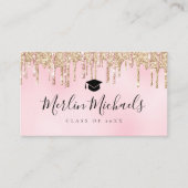 金ゴールドとピンクグリッターの卒業証明書の名刺 名刺 (正面)