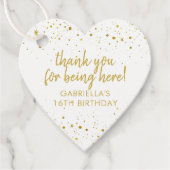 金ゴールドとピンクグリッタースパークルサンキュー誕生日 フェイバータグ (正面)