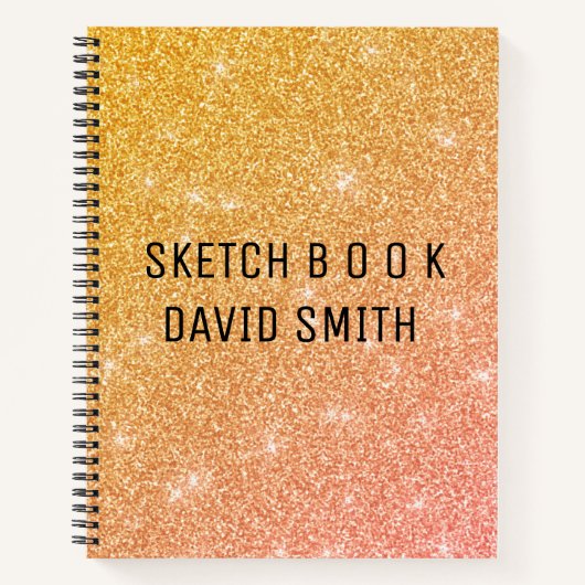 金ゴールドとピンクグリッター ノートブック (正面)