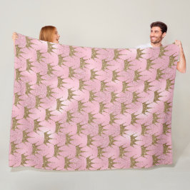 金ゴールドとピンクグリッター フリースブランケット