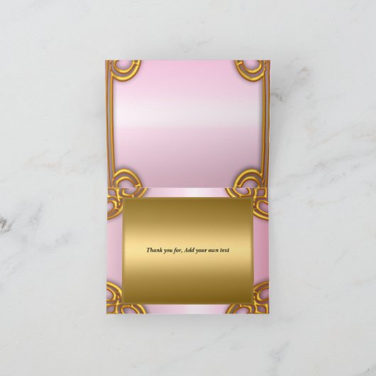 金ゴールドとピンクサンキューカード自分の文字を追加 サンキューカード (内部)